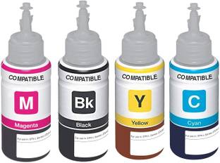 canoff Epson T664 Ink For L130,L380,L220,L360,L455 Printers - (C/M/Y/Bk - 70g x 4) Black + Tri Color Combo Pack Ink Bottle