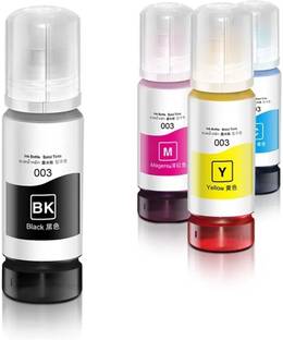 Ang 003 Ink for Epson L3110, L3150, L3250, L3152, L3210 Printer-(C/M/Y/k - 70gm x4) Black + Tri Color Combo Pack Ink Bottle