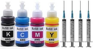 Ang Refill for Canon Pixma MP 287, MP 258, MP 276-100ml X 4 Bottles + 4 Syringes Black + Tri Color Combo Pack Ink Cartridge
