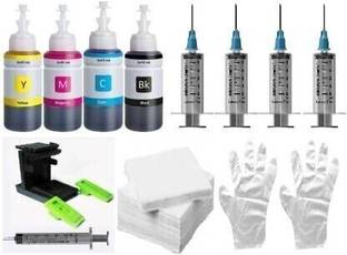 DarkTone Refill kit Compatible Dye ink for HP cartridge 805, 803, 680, 678, 682, 818, 802 Black + Tri Color Combo Pack Ink Bottle