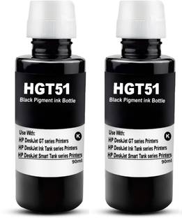 canoff HP GT51 Ink Bottle (90ml) For 310 315 319 410 415 419 5822 Inktank Printer Black - Twin Pack Ink Bottle