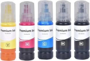Good One 003/001 Ink for L3110,L3150,L3250,L3152, L3210 Printer-(C/M/Y/2B -70gm x5) Black + Tri Color Combo Pack Ink Bottle