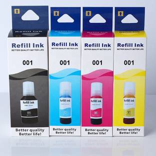 Go Toner cartridge 001 Ink 4 Colours for (L4150/L4160/L6160/L6170/L6190) (Set of 4) Black + Tri Color Combo Pack Ink Toner