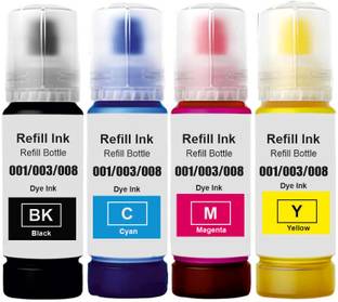 verena 001/003/008 Refill Ink Compatible For L5190,L3150,L4150,L4160,L3150,L4150 70ML Black + Tri Color Combo Pack Ink Bottle