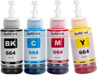 Gedi 664 Refill Ink Bottle for Epson L130, L220, L310, L360, L365, L380 Printers Black + Tri Color Combo Pack Ink Bottle