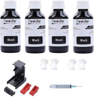 Needle 4x100 gms Ink Refill with Suction Tool for Cartridge Printers Black Ink Bottle