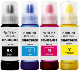 GPN PRINT 005/008 Refill Ink Compatible for Epson L6460/L6490/L6550/L6570/L6580 Printers Black + Tri Color Combo Pack Ink Bottle