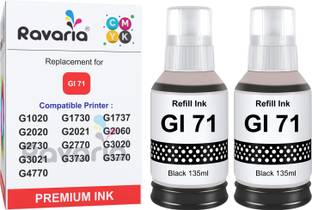 Ravaria GI 71 Ink For G1737,G2020,G2021,G2060,G3020,G3730,G3770,G4770 Black - Twin Pack Ink Bottle