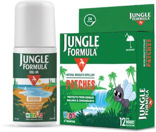 JUNGLE FORMULA Medium Roll On and 24 PATCHES Combo protects against mosquitoes