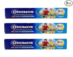 Odomos Non-Sticky Mosquito Repellent Cream With Vitamin E & Almond 25X3 =75g Pack of 3
