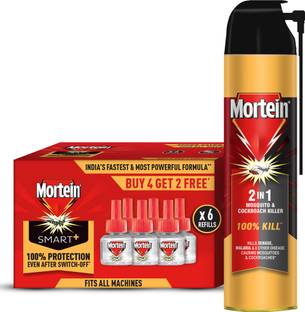 Mortein 2in1 Mosquito Killer & Cockroach spray 600ml+45ml *6 Repellent Refill