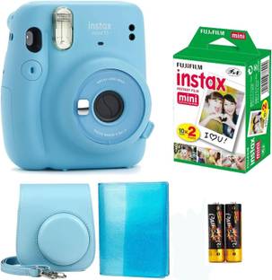 FUJIFILM instax mini 11 Mini 11 Sky Blue with twin pack film, pouch and album Instant Camera