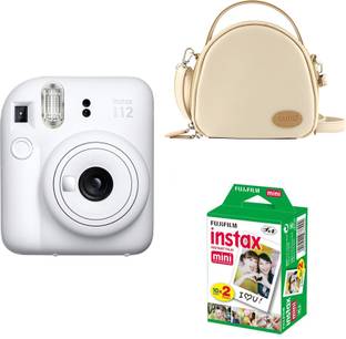 FUJIFILM Instax mini 12 Clay white Instant camera+ Curve Cream case+ 10x2 Film Instant Camera