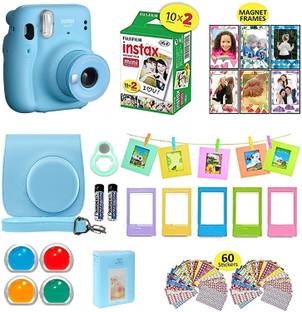 FUJIFILM instax mini 11 Mini 11 Blue with 20 shots,pouch, Album, frames, color filters, stickers Instant Camera