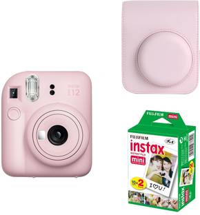 FUJIFILM Instax mini 12 Blossom Pink Instant Film Camera with PU Leather Carrying Bag and 10x2 film In...