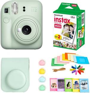 FUJIFILM Instax mini 12 Mint Green Instant Camera+10x2 Film+Bunting+Plastic Frames+Case+Filters Set In...