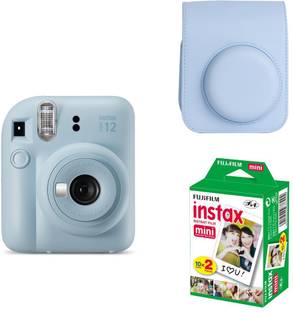 FUJIFILM Instax mini 12 Pastel Blue Instant Film Camera with PU Leather Carrying Bag and 10x2 film Ins...