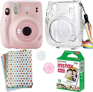 FUJIFILM instax mini 11 Instax Mini 11 Blush Pink with Transparent Case, 10x1 Film and 20 Stickers Ins...