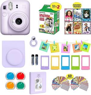 FUJIFILM Instax mini 12 Lilac Purple Bundle+10x2 Film+Carrying Case, Color Filters,Album,Stickers,Frames Instant Camera