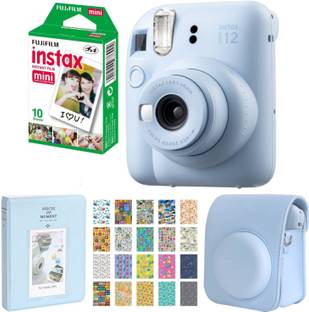 FUJIFILM Instax mini 12 Pastel Blue Instant Camera+10x1 Film+Carrying Case,Album,Stickers Bundle Insta...