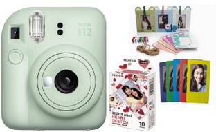 Fujifilm Instax Instax Mini 12 with (10 Mini Heart Sketch Film Shots, Magnet & Bunting) Instant Camera