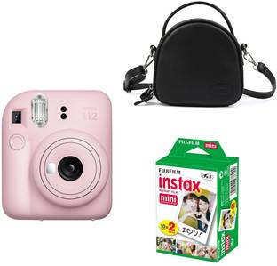 FUJIFILM Instax mini 12 Blossom Pink Camera with Black shell bag and 20 Shots film Instant Camera