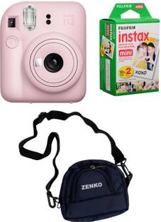 FUJIFILM Instax mini 12 Blossom Pink Instant Film Camera with 10x2 film, Blue pouch Instant Camera