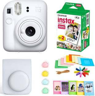 FUJIFILM Instax mini 12 Clay White Instant Camera+10x2 Film+Bunting+Plastic Frames+Case+Filters Set In...