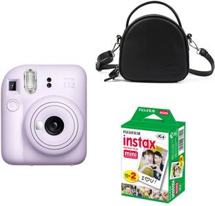 FUJIFILM Instax mini 12 Lilac Purple Camera with Black shell bag and 20 Shots film Instant Camera