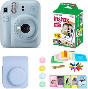 FUJIFILM Instax mini 12 Pastel blue Instant Camera+10x2 Film+Bunting+Plastic Frames+Case+Filters Set I...