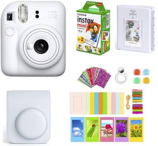 FUJIFILM Instax mini 12 Clay White Instant Camera+10x2 Film+Carrying Case, Color Filters,Album,Sticker...