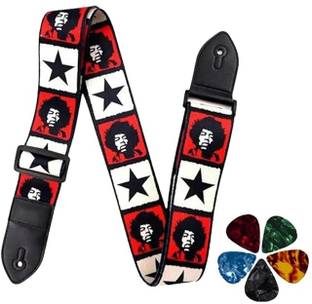 Mocking Bird Guitar Strap Adjustable Buckle with 5 Picks For Acoustic/Bass/Electric Guitars Polyester, Nylon Strap