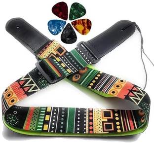 Mocking Bird Adjustable Stylish Guitar Belt with Picks Electric Guitar Strap Pu Leather Ends Nylon, Polyester Strap