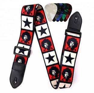 AMG Music Guitar Strap with Picks Adjustable Guitar Belt For Acoustic/Bass/Electric Guitar Polyester, Nylon Strap