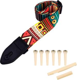 AMG Music Guitar Strap with Guitar Saddle & Nut and Bridge Pins Set for Acoustic Guitar Nylon, Polyester Strap