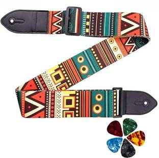 AMG Music Guitar Belt With Picks for Acoustic Adjustable Buckle Electric Guitar Strap Belt Nylon, Polyester Strap