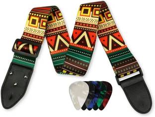 AMG Music Guitar Strap with Picks Polyester Guitar Belt For Acoustic/Bass/Electric Guitars Nylon, Polyester Strap