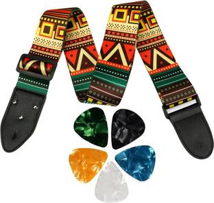 IMAGINEA Guitar strap with 5 Picks Adjustable Sholder Guitar Belt for Acoustic Guitar Polyester Strap