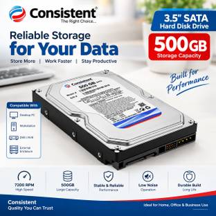 consistant hard disk 500 GB Desktop, Servers, Surveillance Systems, Network Attached Storage 3 SATA In...