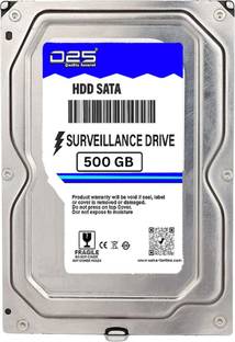 D25 500GB SATA Hard Drive for Desktop/Surveillance–8.89 cm(3.5 Inch),6 Gb/s 7200 RPM 500 GB Surveillance Systems Silver SATA Internal Hard Disk Drive (HDD) (High Speed Data Transfer, Heavy Duty HDD with 256MB Cache for Desktop/CCTV DVR)