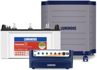 LUMINOUS Power Sine 800 Pure Sine Wave 700VA/12V Inverter with RC 18000ST PRO & Trolley Tubular Inverter Battery