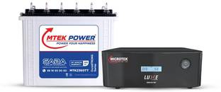 Mtek Microtek Luxe 1200 Pure Sinewave with Power DuraSTRONG MTK2360TT Tubular Inverter Battery