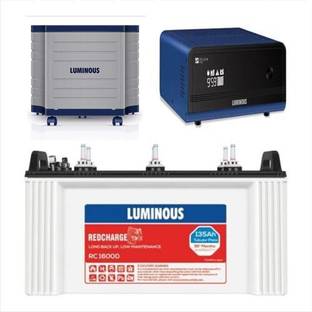 LUMINOUS Zelio+1100 Pure Sine Wave Inverter with RC 16000 135Ah Battery & Trolley Tubular Inverter Battery