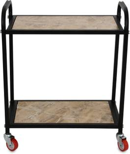 NEOSTAR Metal and Wooden Round Inverter and Battery Stand Trolley for Inverter and Battery