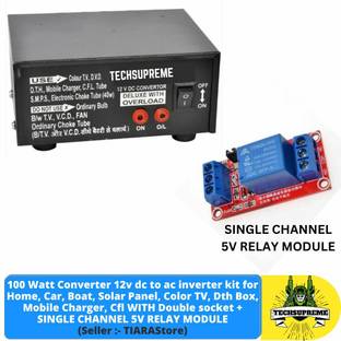 TechSupreme 100W 12V DC to 220 AC Converter & SINGLE CHANNEL 5V RELAY MODULE Square Wave Inverter