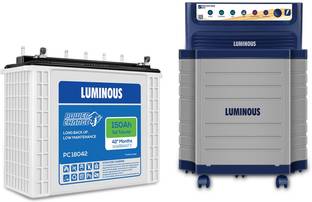 LUMINOUS Powersine 800 Pure Sine Wave Inverter, PC 18042 150 Ah Battery, Trolley Combo Pure Sine Wave Inverter