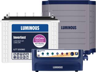 LUMINOUS Inverlast ILTT20060 Battery 160ah 60 Months Warranty PowerSine 1100 with Trolley Pure Sine Wave Inverter