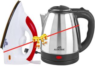 Alibaba by ALIBABA Super Combo 1500W Pearl Electric Kettle (Silver ) & 750 W Dry Iron