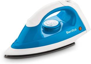 Benito Ferro 1000W Dry Iron| Greblon Non-Stick Soleplate | Shock-Proof Body | 1000 W Dry Iron