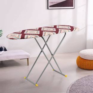 KUBER INDUSTRIES 18 Inch Height Adjustable Press Board Iron Stand Diamond Print- Red & Cream Ironing Board